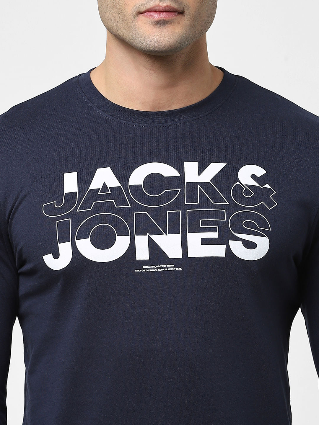 Navy Blue Full Sleeves Crew Neck T-shirt