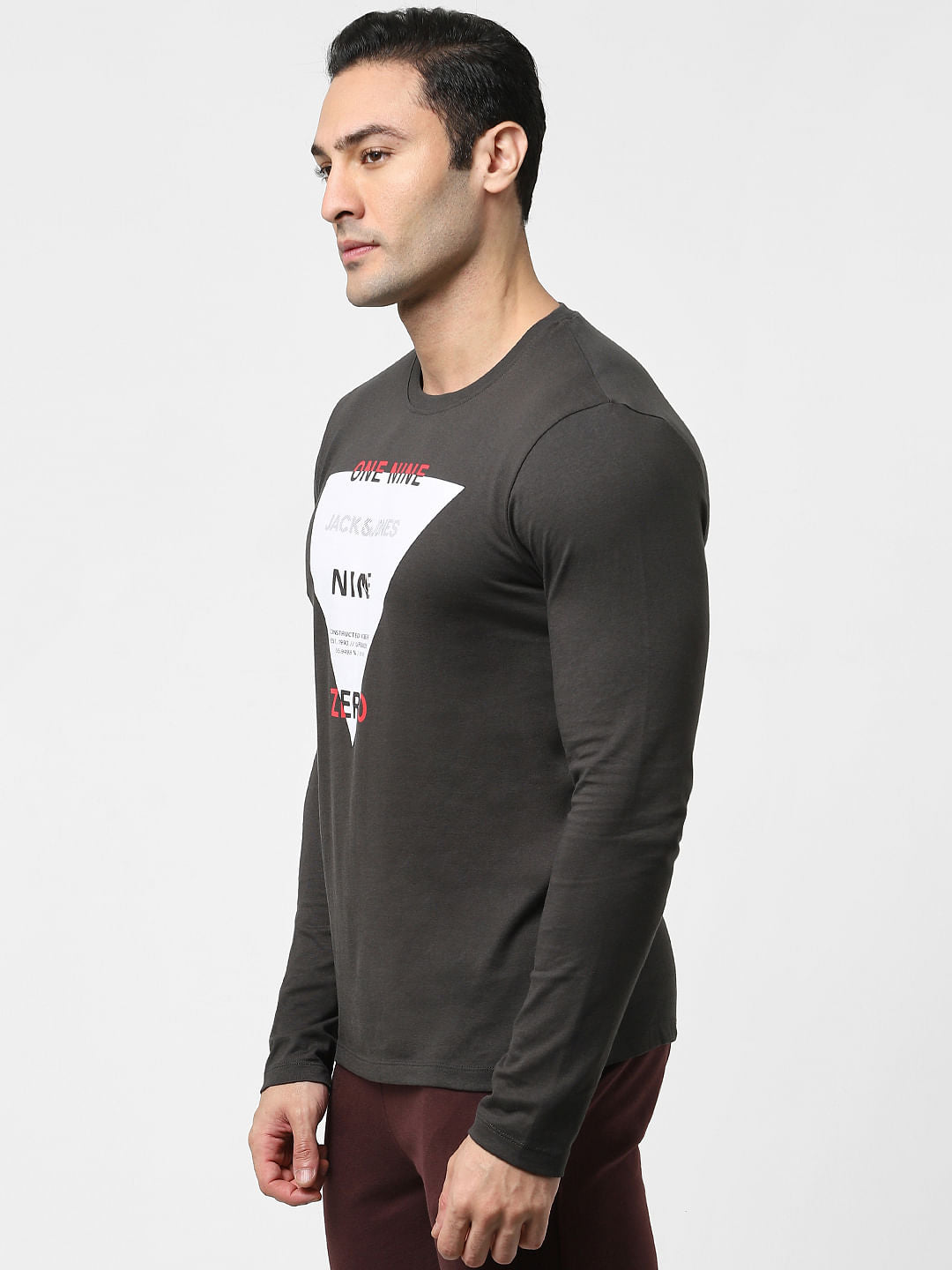 Black Printed Full Sleeves T-shirt