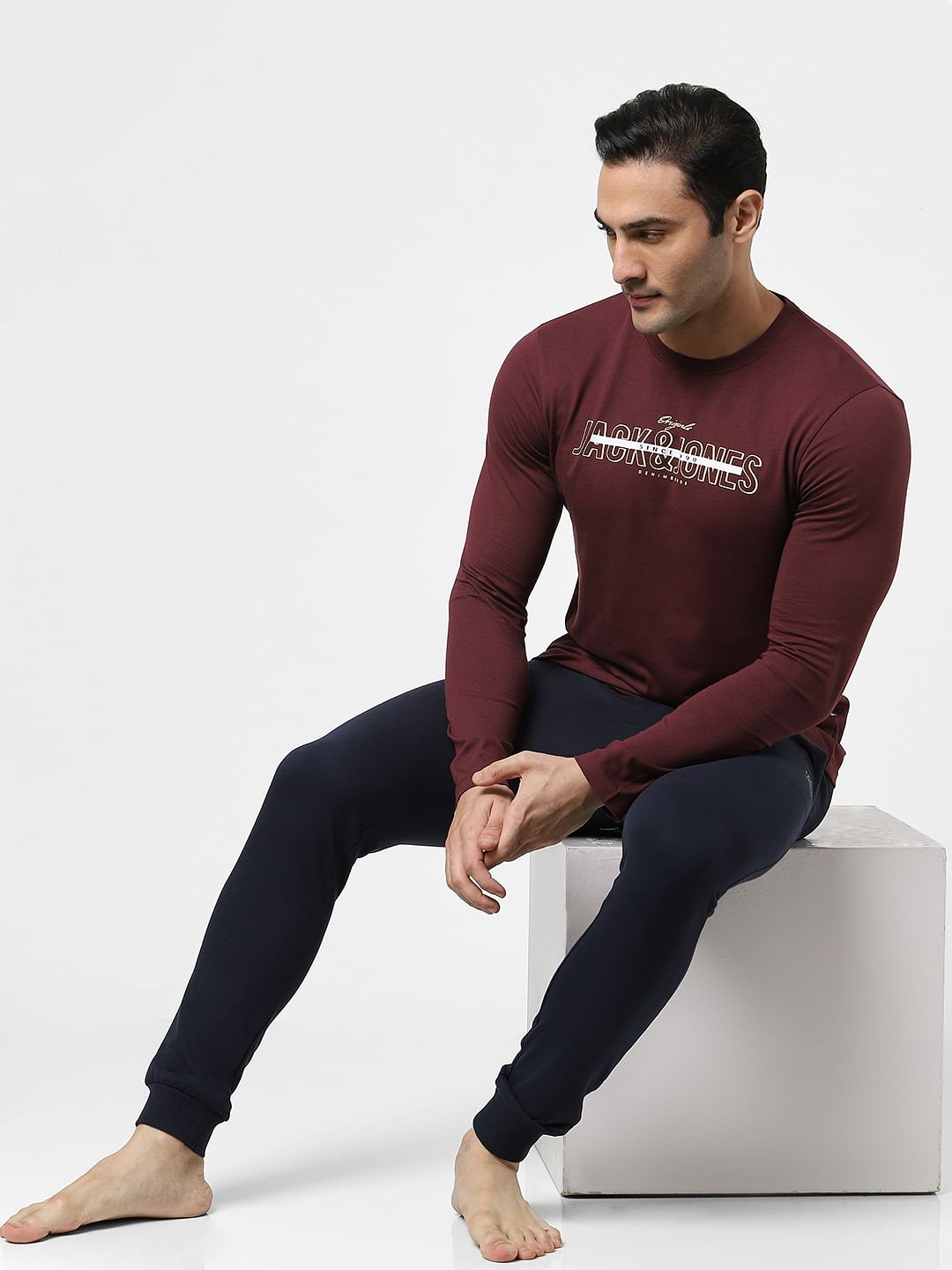 Red Logo Print Full Sleeves T-shirt - S