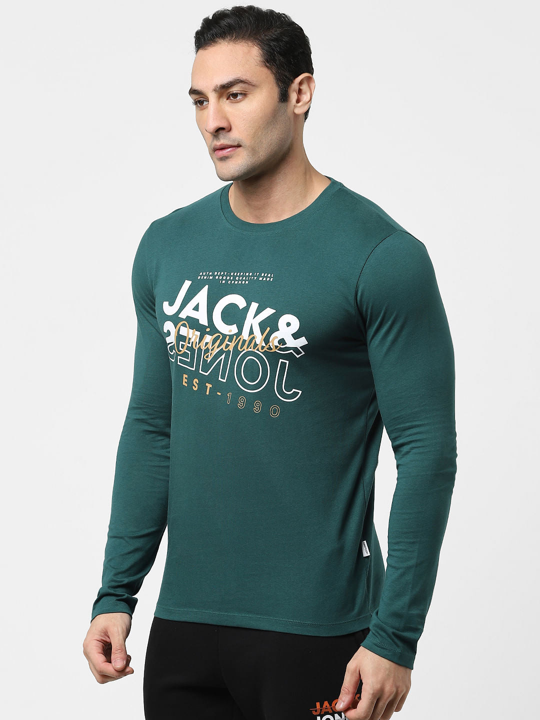 Green Typographic Logo Full Sleeves T-shirt