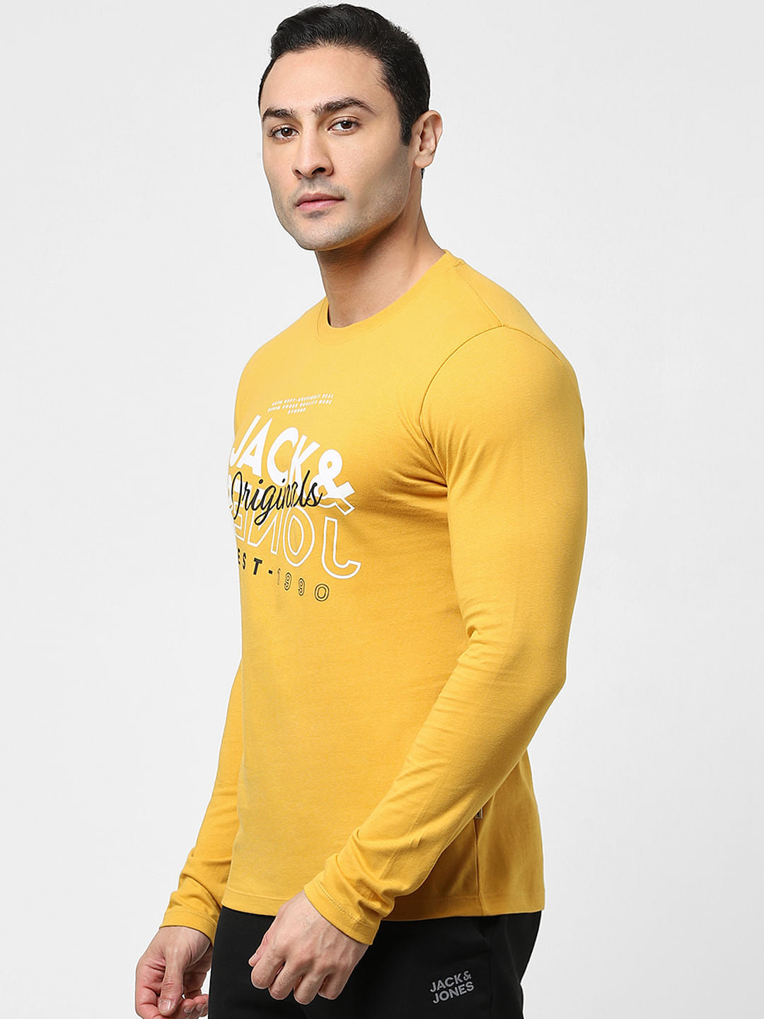 Yellow Typographic Logo Full Sleeves T-shirt