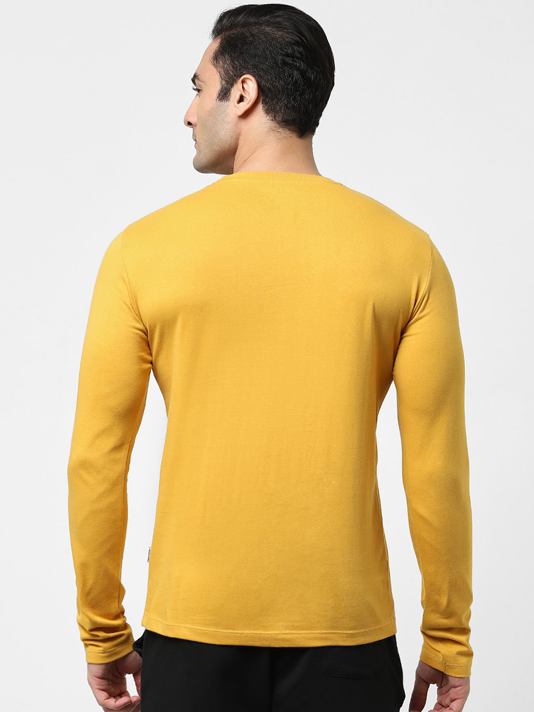 Yellow Typographic Logo Full Sleeves T-shirt