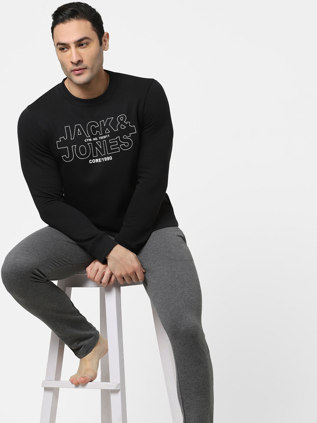Black Logo Print Sweatshirt - S