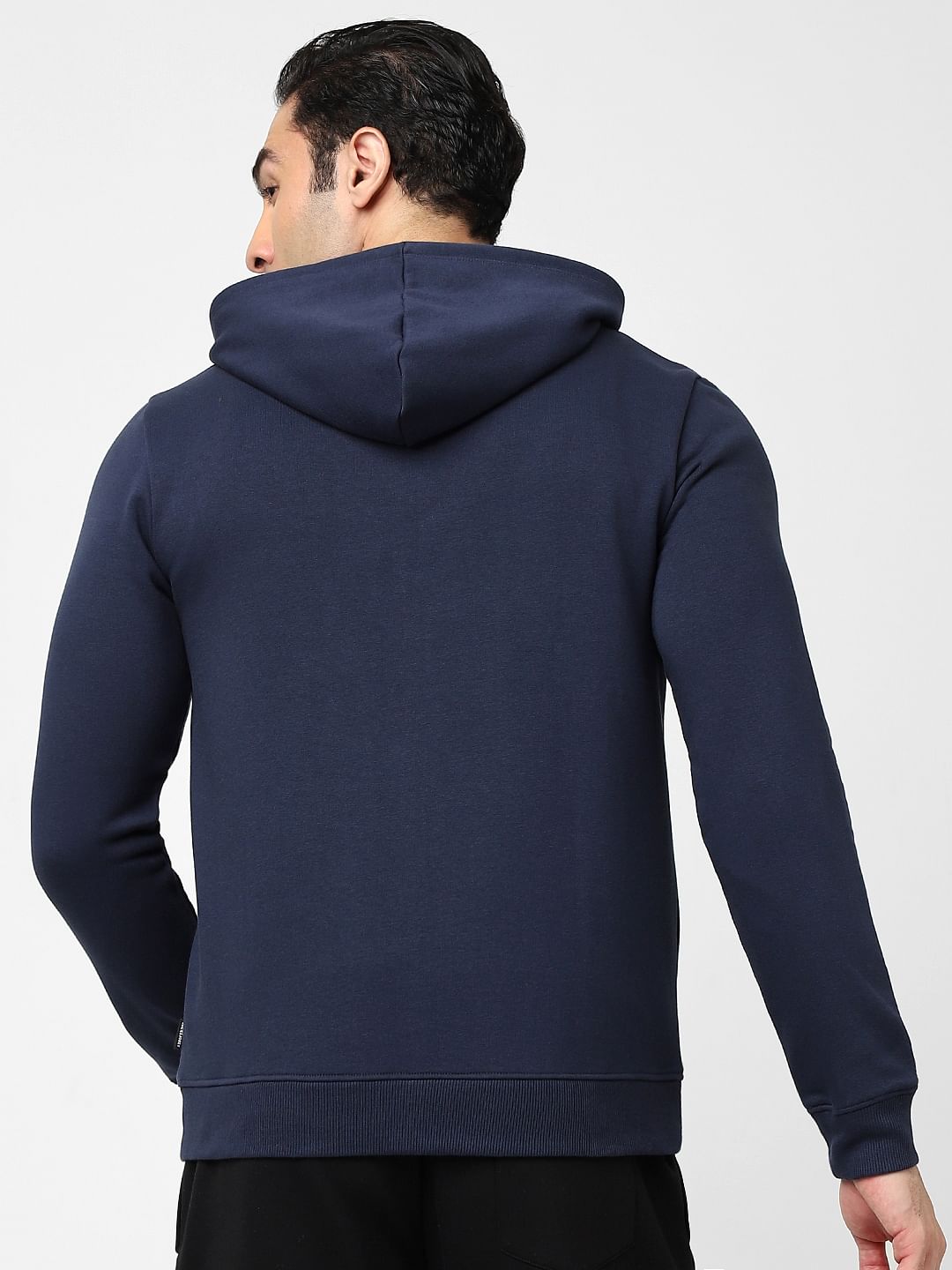 Navy Zip-Up Hooded Sweatshirt
