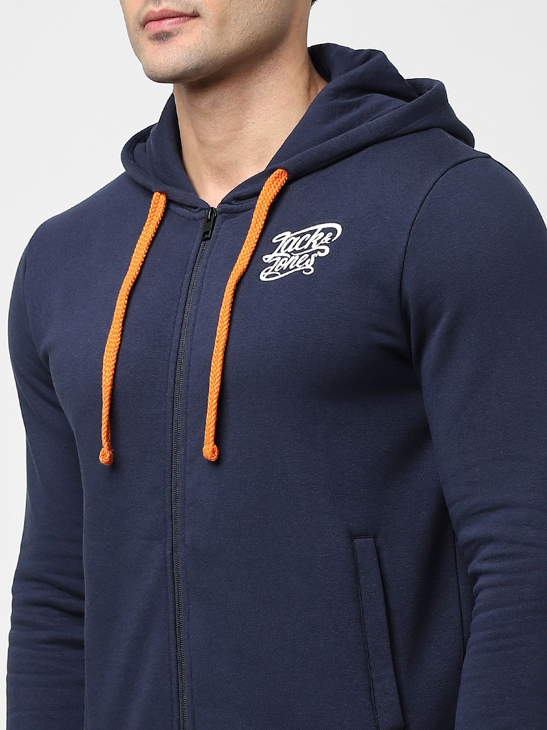 Navy Zip-Up Hooded Sweatshirt