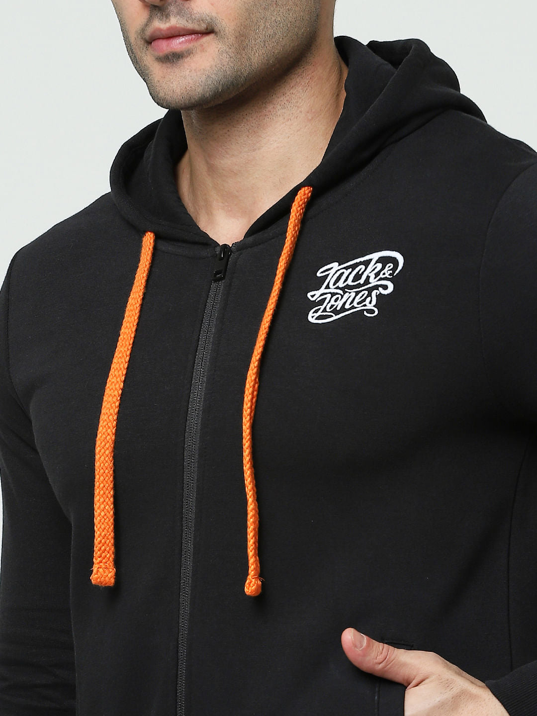 Black Zip-Up Hooded Sweatshirt
