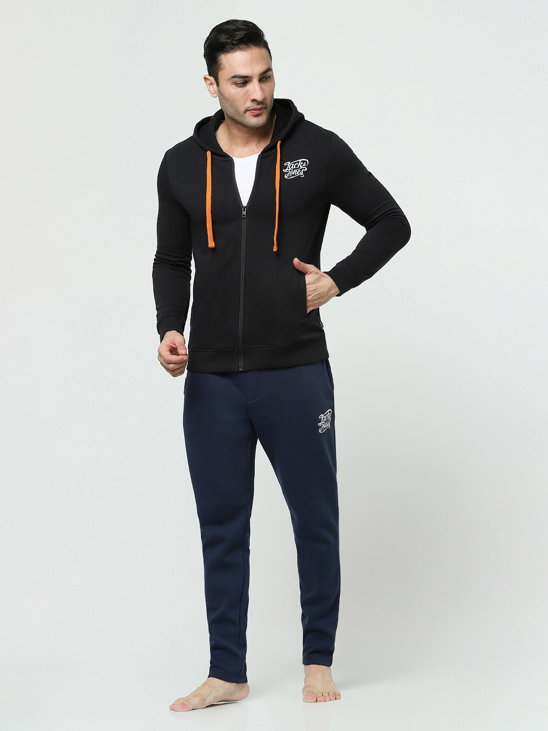 Black Zip-Up Hooded Sweatshirt