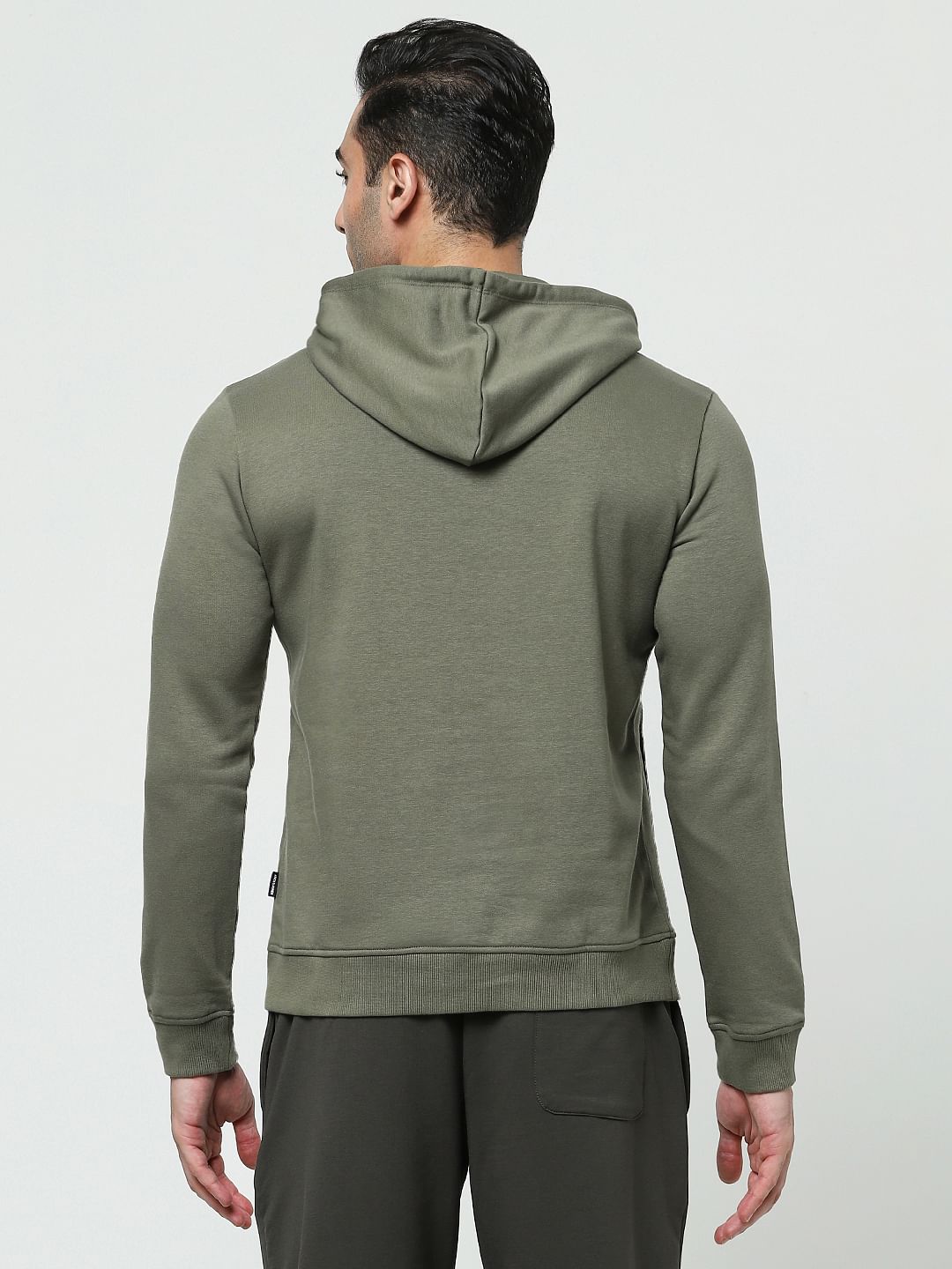 Green Logo Print Hooded Sweatshirt