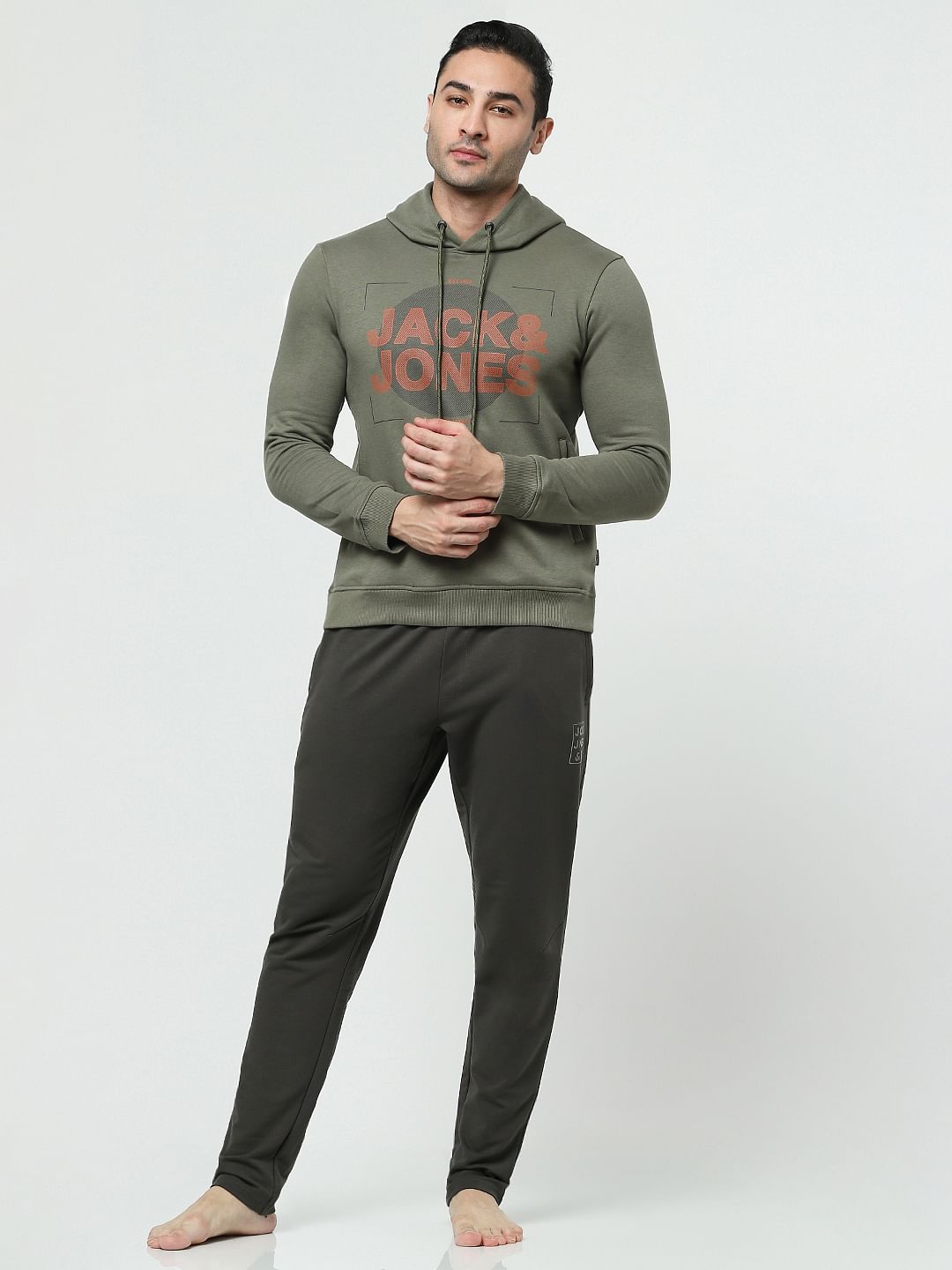 Green Logo Print Hooded Sweatshirt