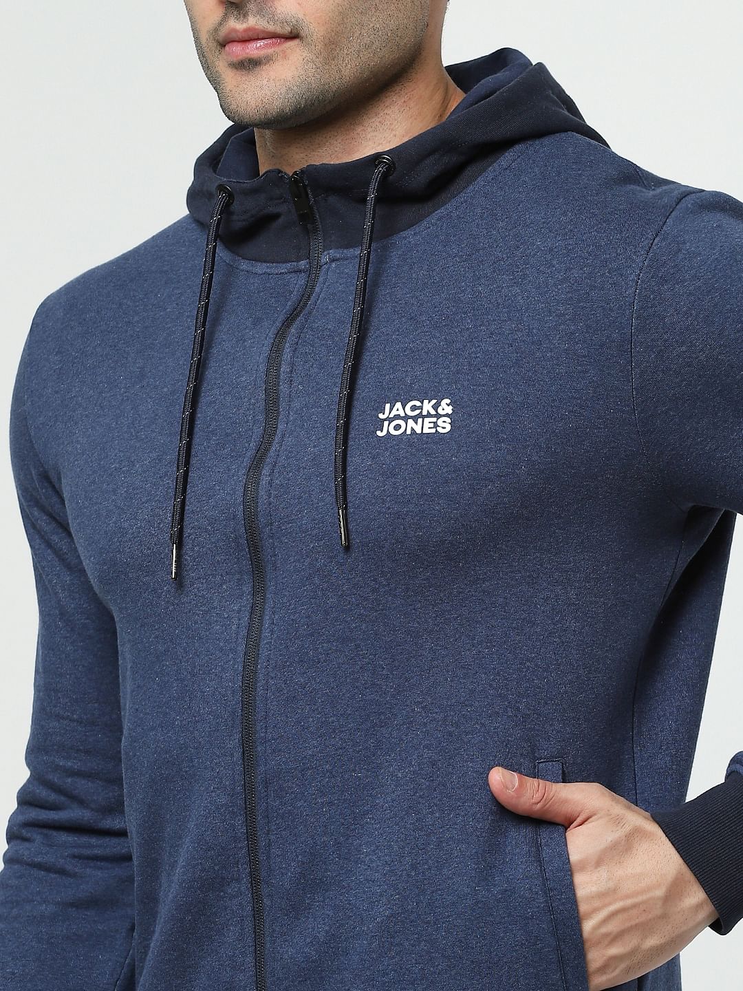Blue Logo Print Hooded Sweatshirt
