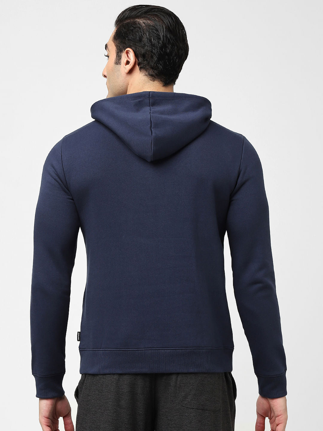 Blue Typographic Logo Hooded Sweatshirt