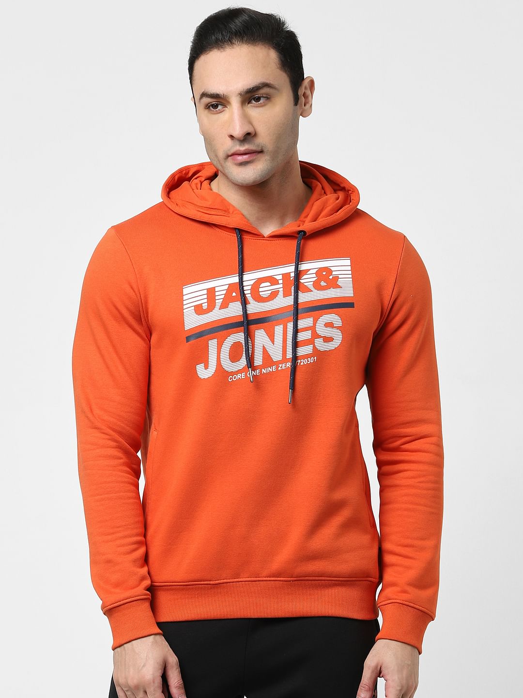 Red Typographic Logo Hooded Sweatshirt