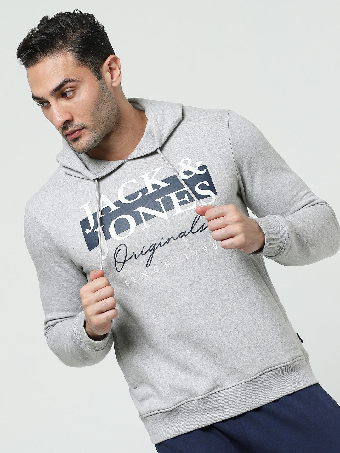 Grey Typographic Logo Hooded Sweatshirt - S