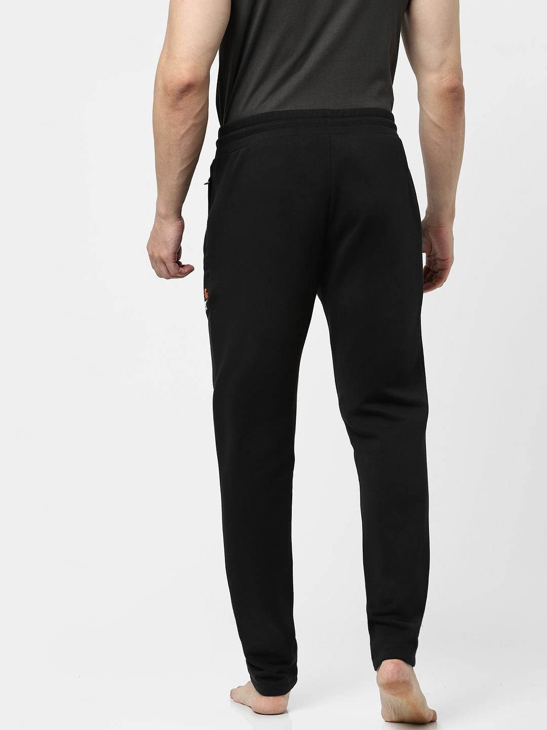 Black Mid Rise Logo Print Trackpants