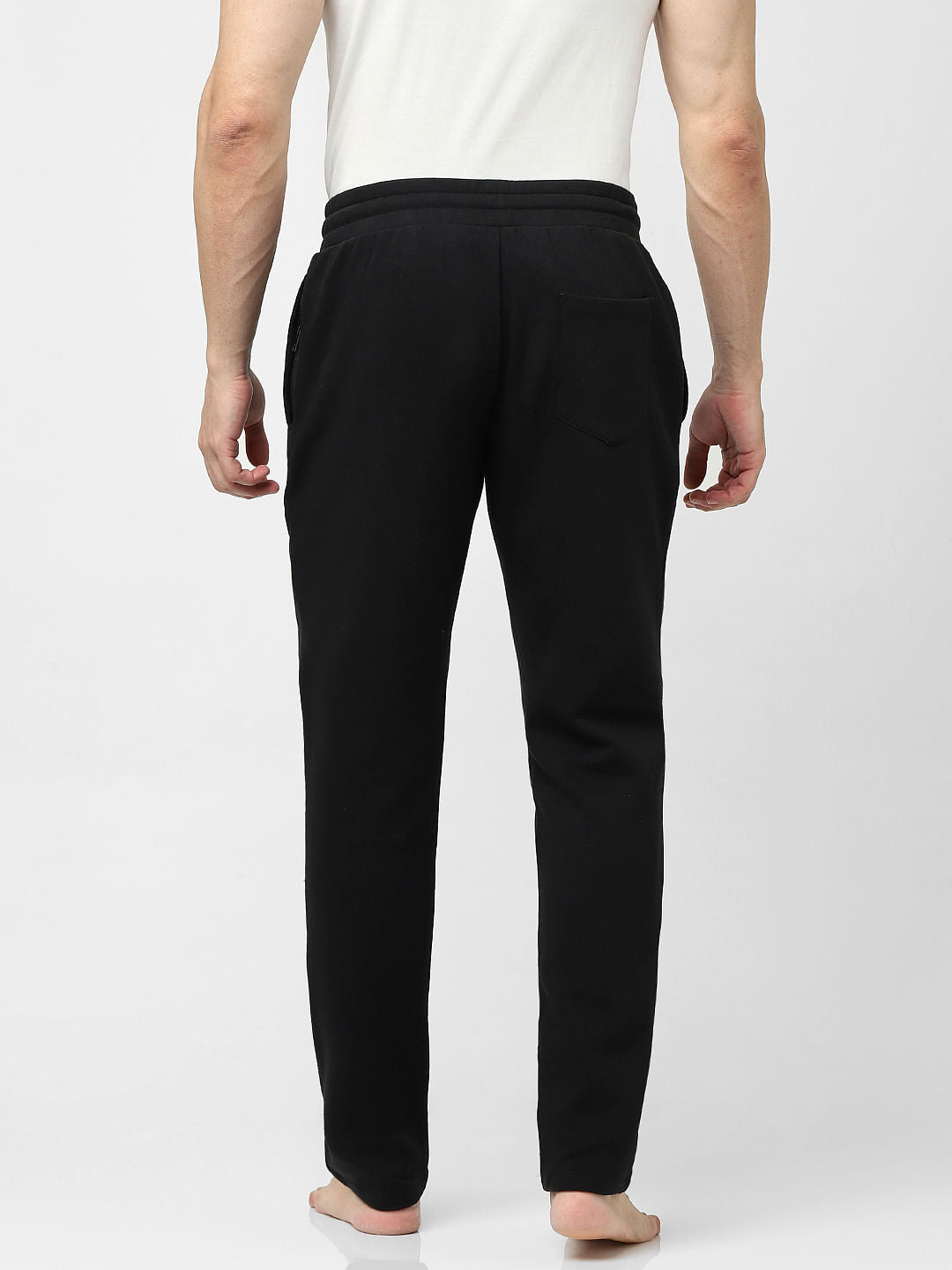 Black Mid Rise Logo Print Trackpants