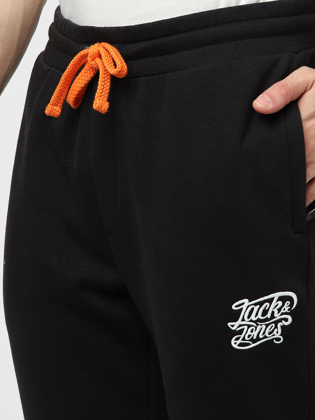 Black Mid Rise Logo Print Trackpants