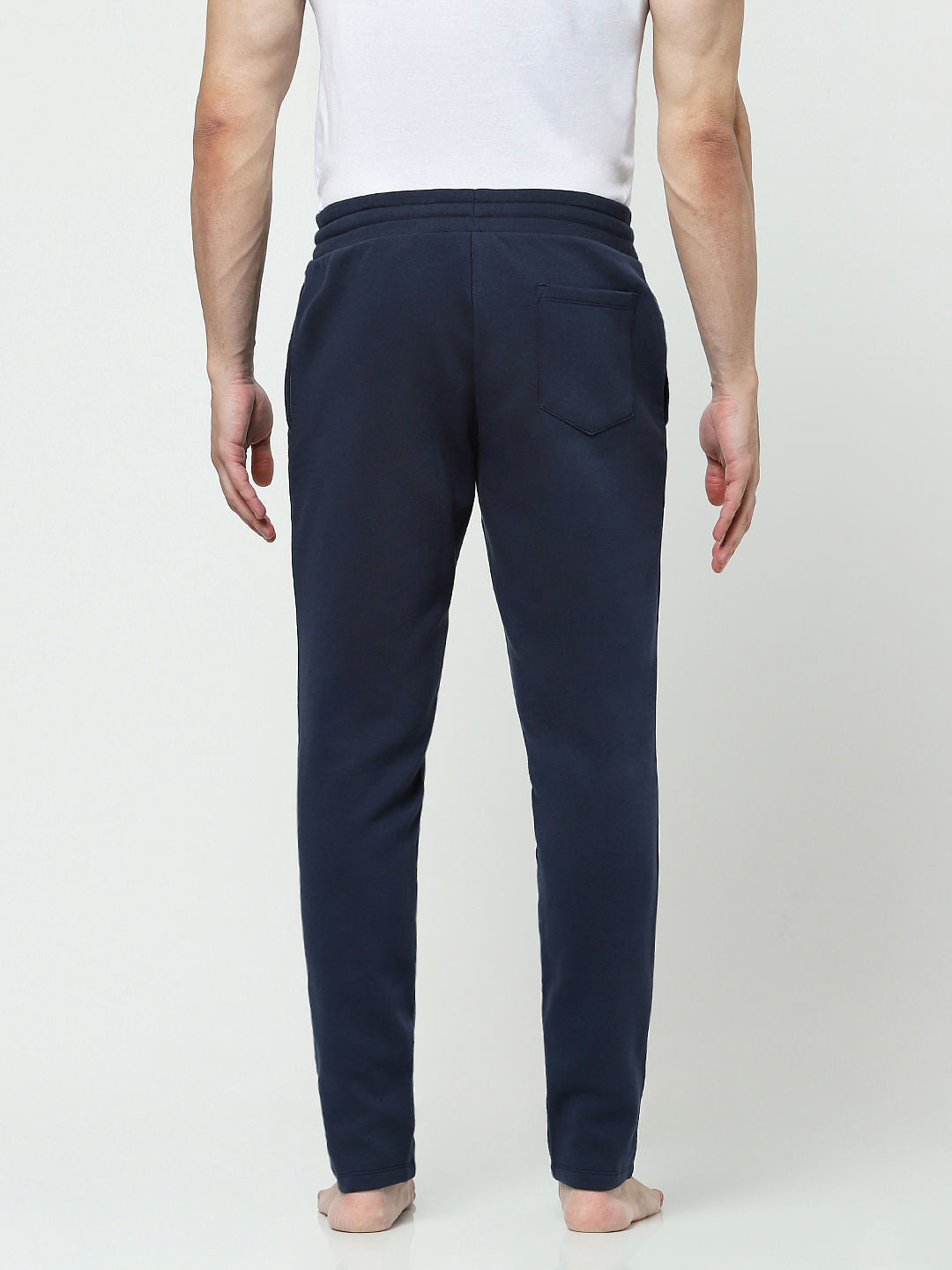 Blue Mid Rise Logo Print Trackpants