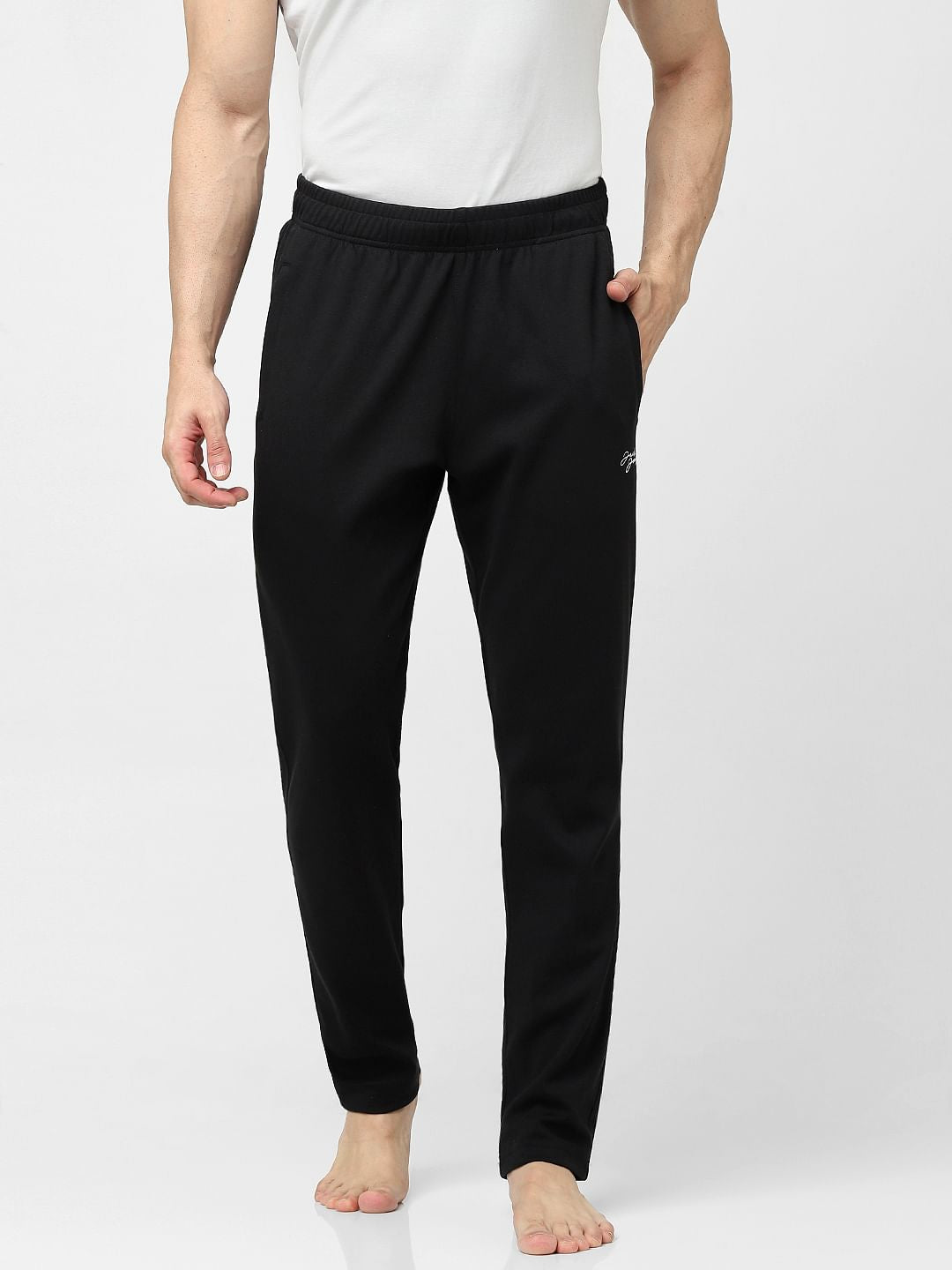 Black Mid Rise Logo Print Trackpants