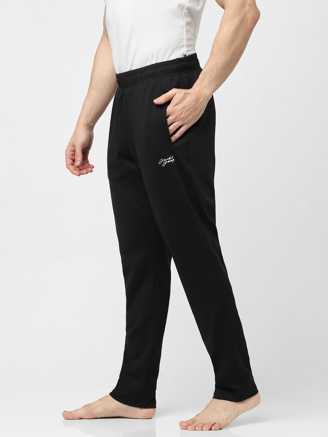 Black Mid Rise Logo Print Trackpants