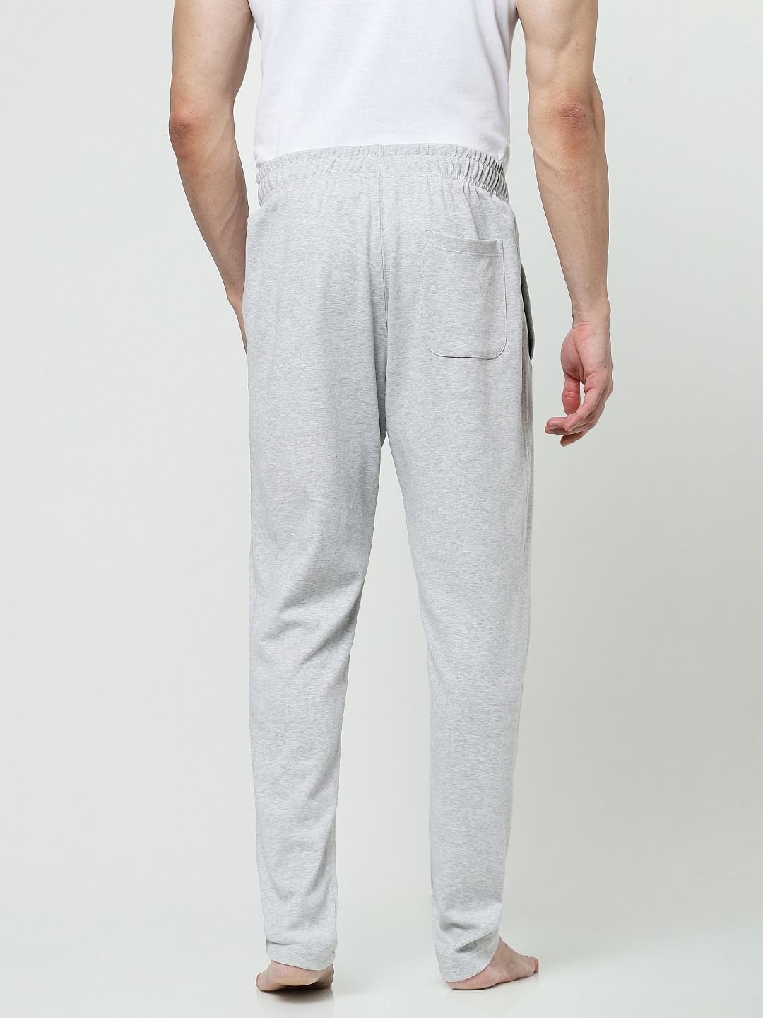 Light Grey Mid Rise Logo Print Trackpants
