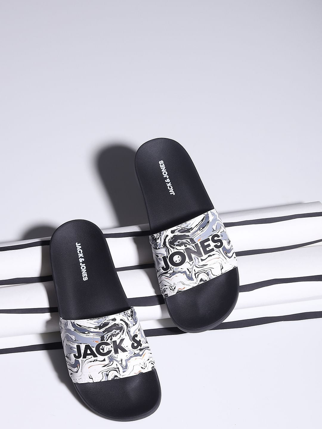 Black Abstract Print Sliders