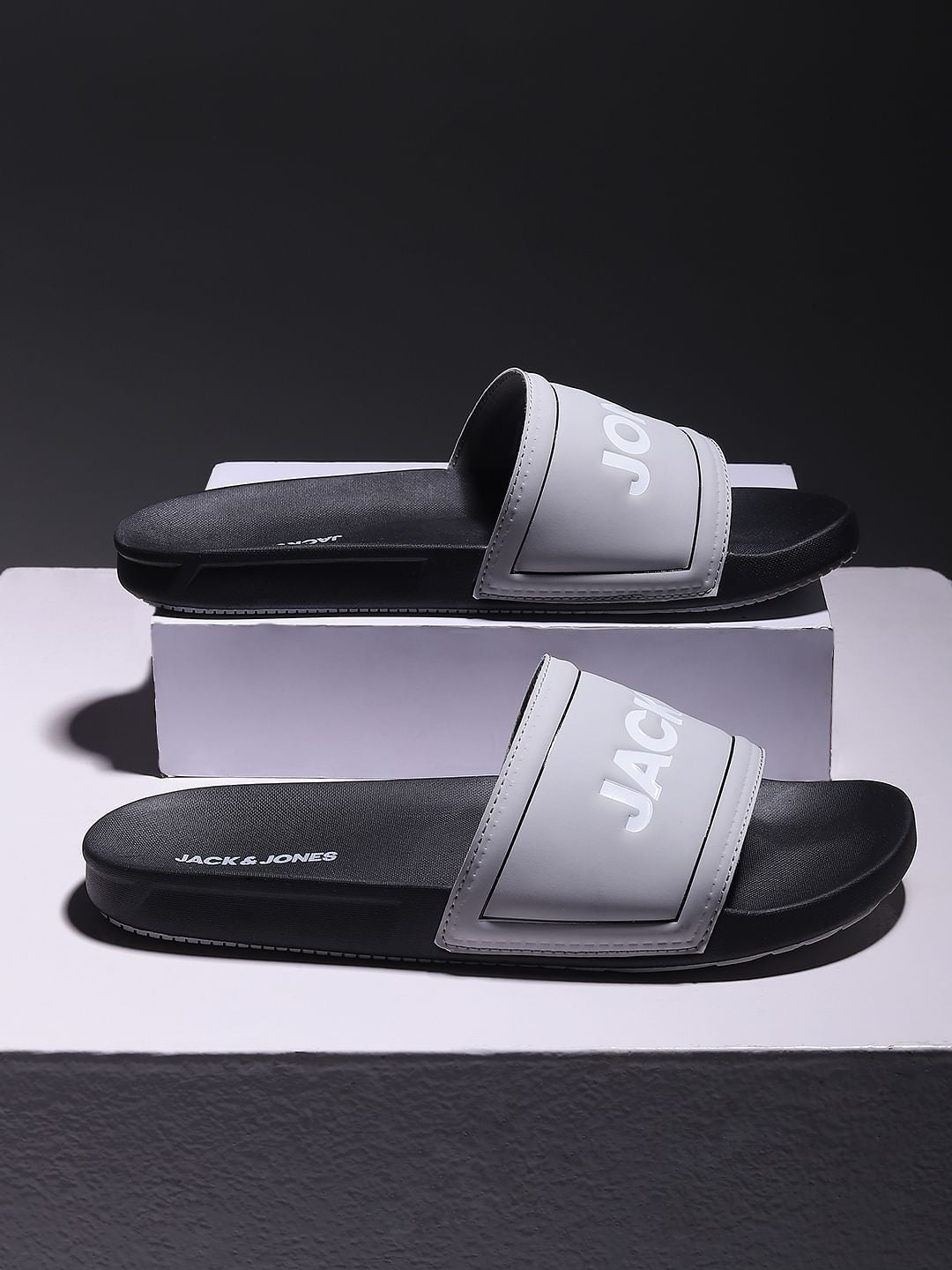 Navy Blue Logo Print Sliders - 6