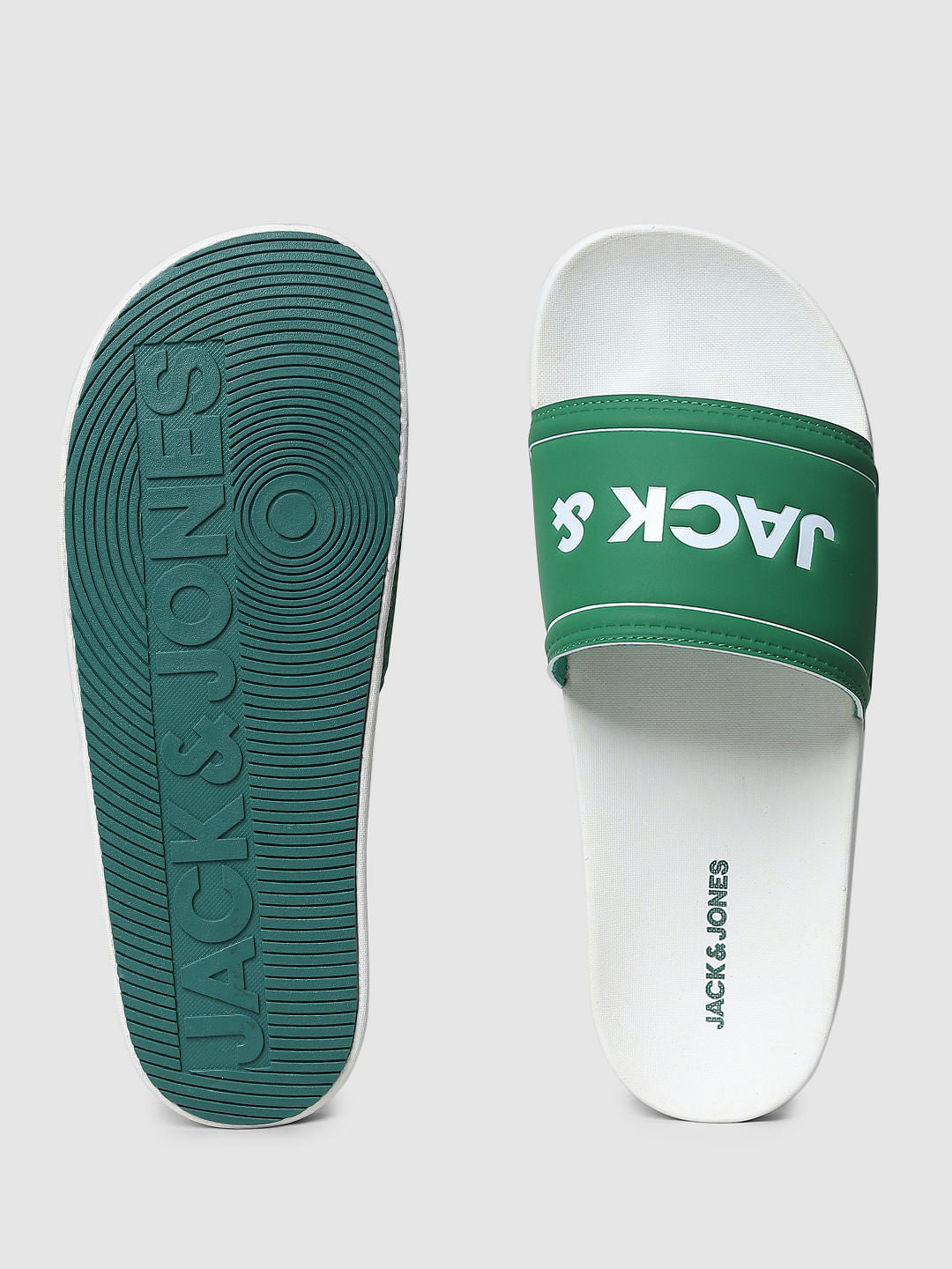 White Logo Print Sliders