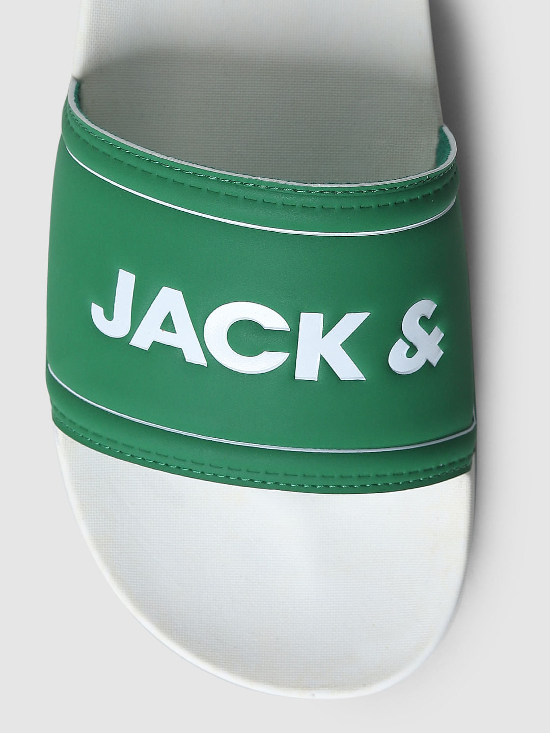 White Logo Print Sliders