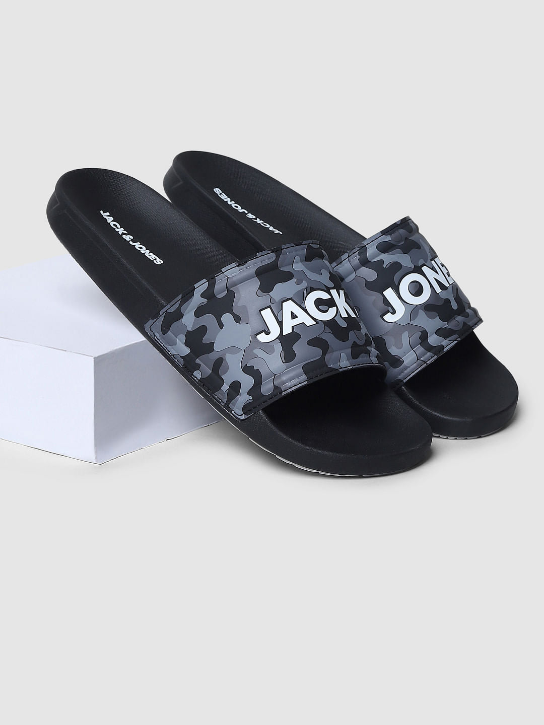 Black Camo Print Sliders