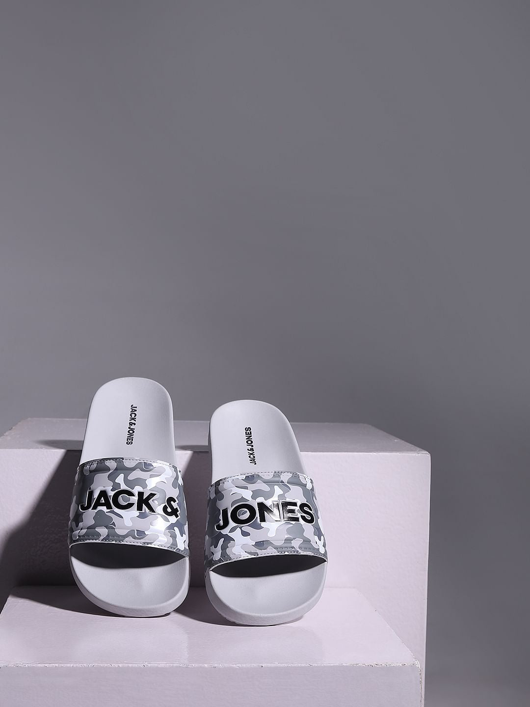 Grey Camo Print Sliders - 6