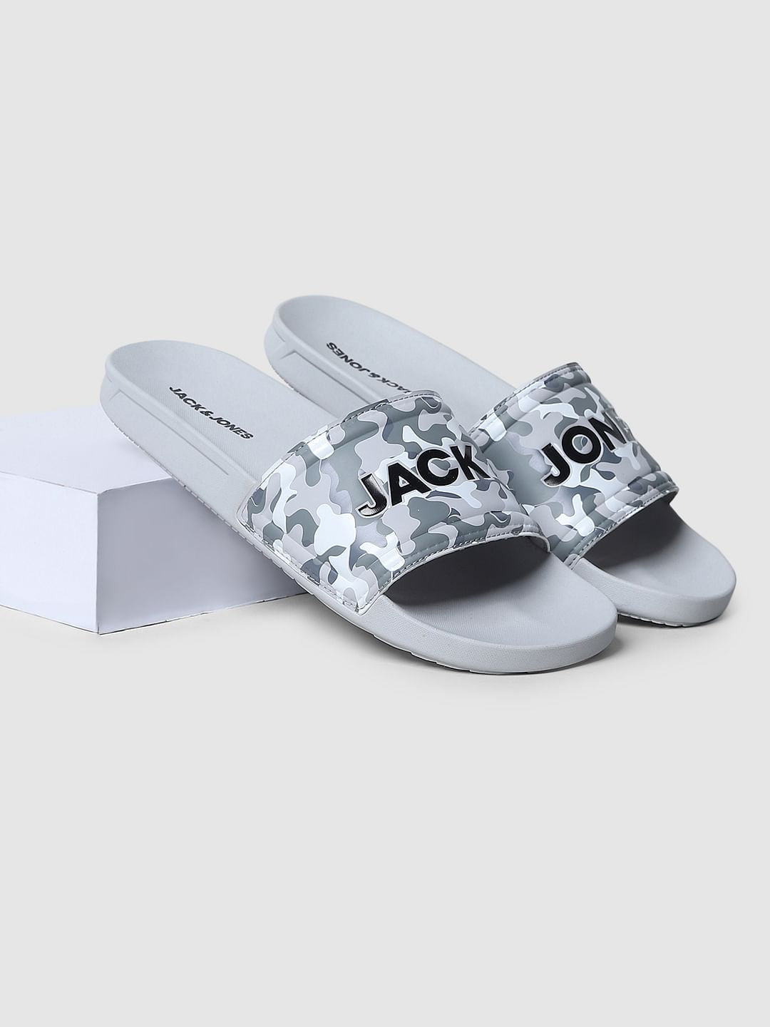 Grey Camo Print Sliders