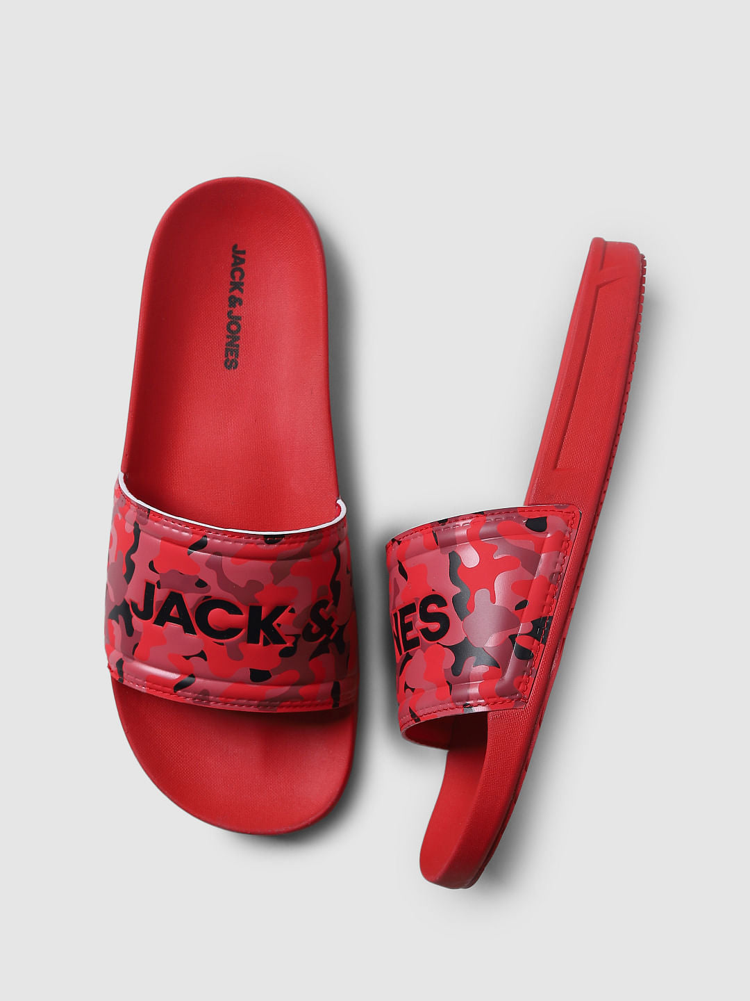 Red Camo Print Sliders
