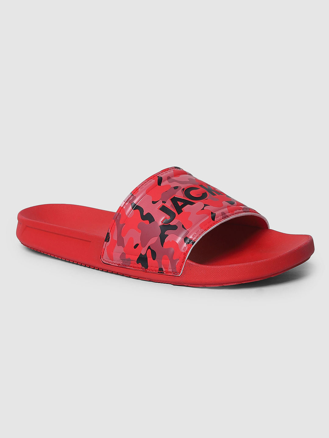 Red Camo Print Sliders