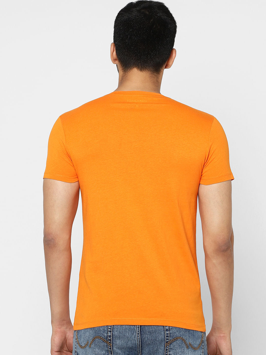 Orange Logo Print Crew Neck T-shirt