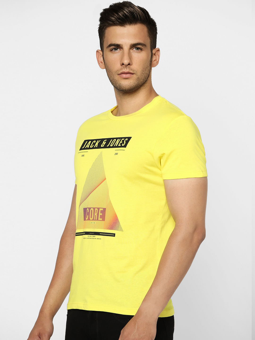 Yellow Graphic Print Crew Neck T-shirt