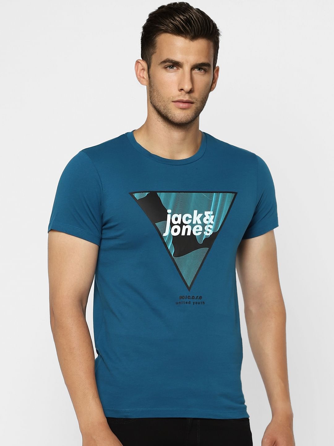 Blue Graphic Print Crew Neck T-shirt