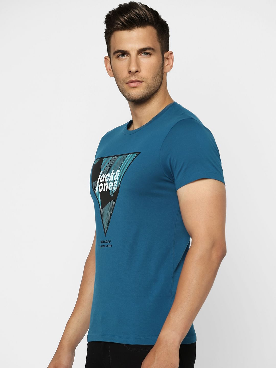 Blue Graphic Print Crew Neck T-shirt