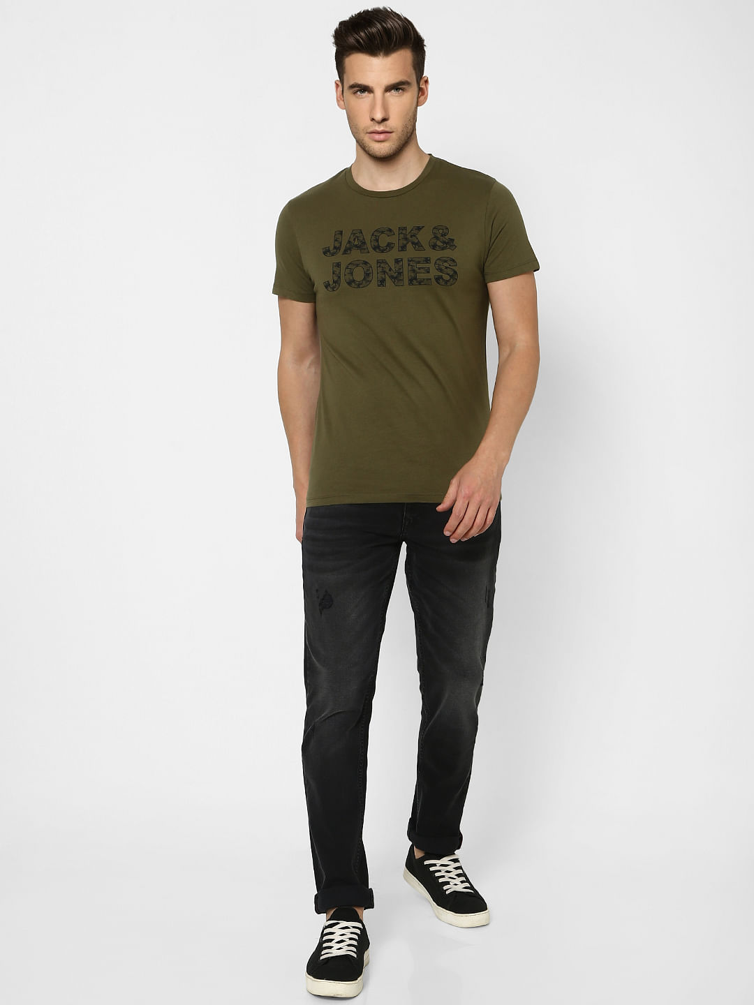 Green Logo Print Crew Neck T-shirt - S