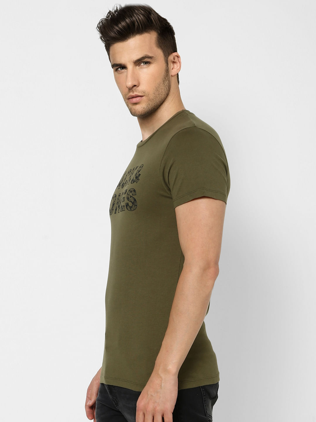Green Logo Print Crew Neck T-shirt