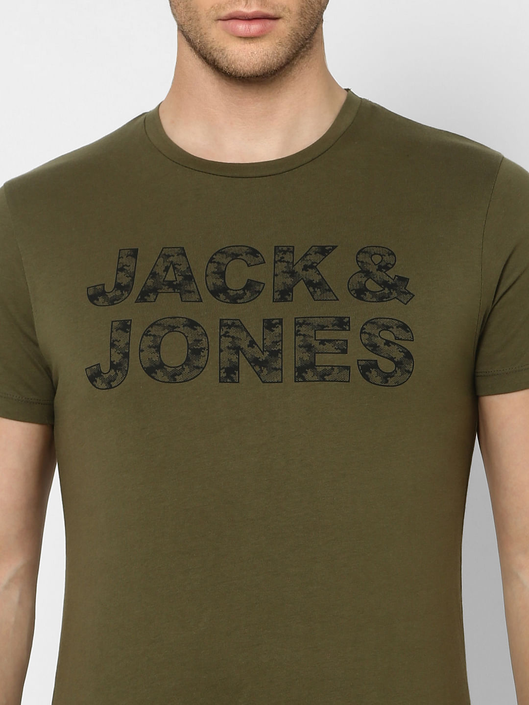 Green Logo Print Crew Neck T-shirt