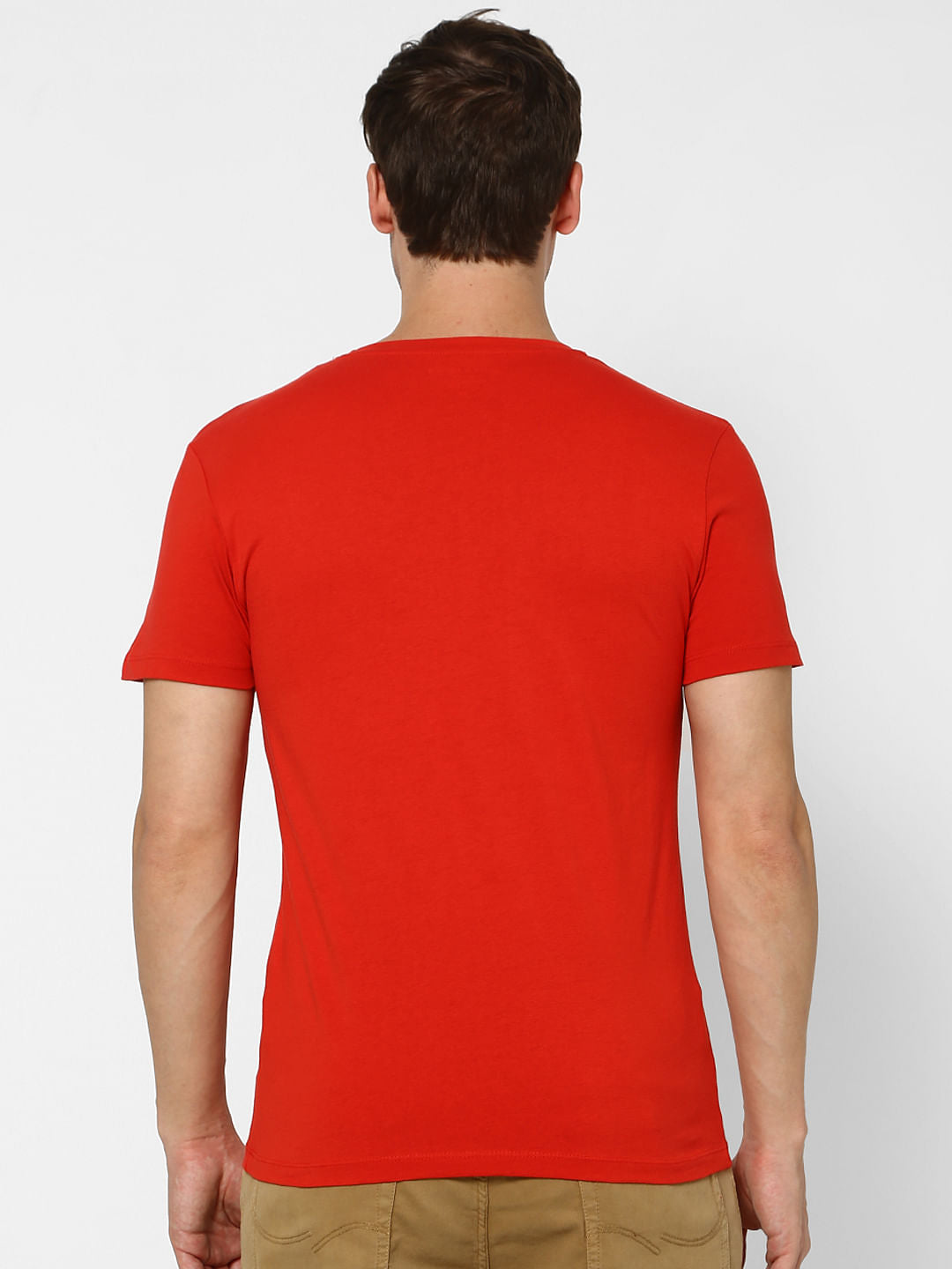 Orange Graphic Print Crew Neck T-shirt