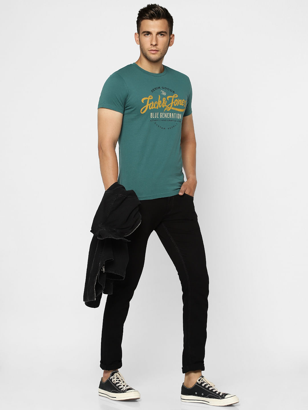 Green Logo Print Crew Neck T-shirt