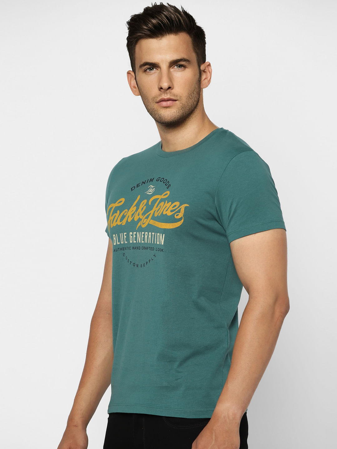 Green Logo Print Crew Neck T-shirt