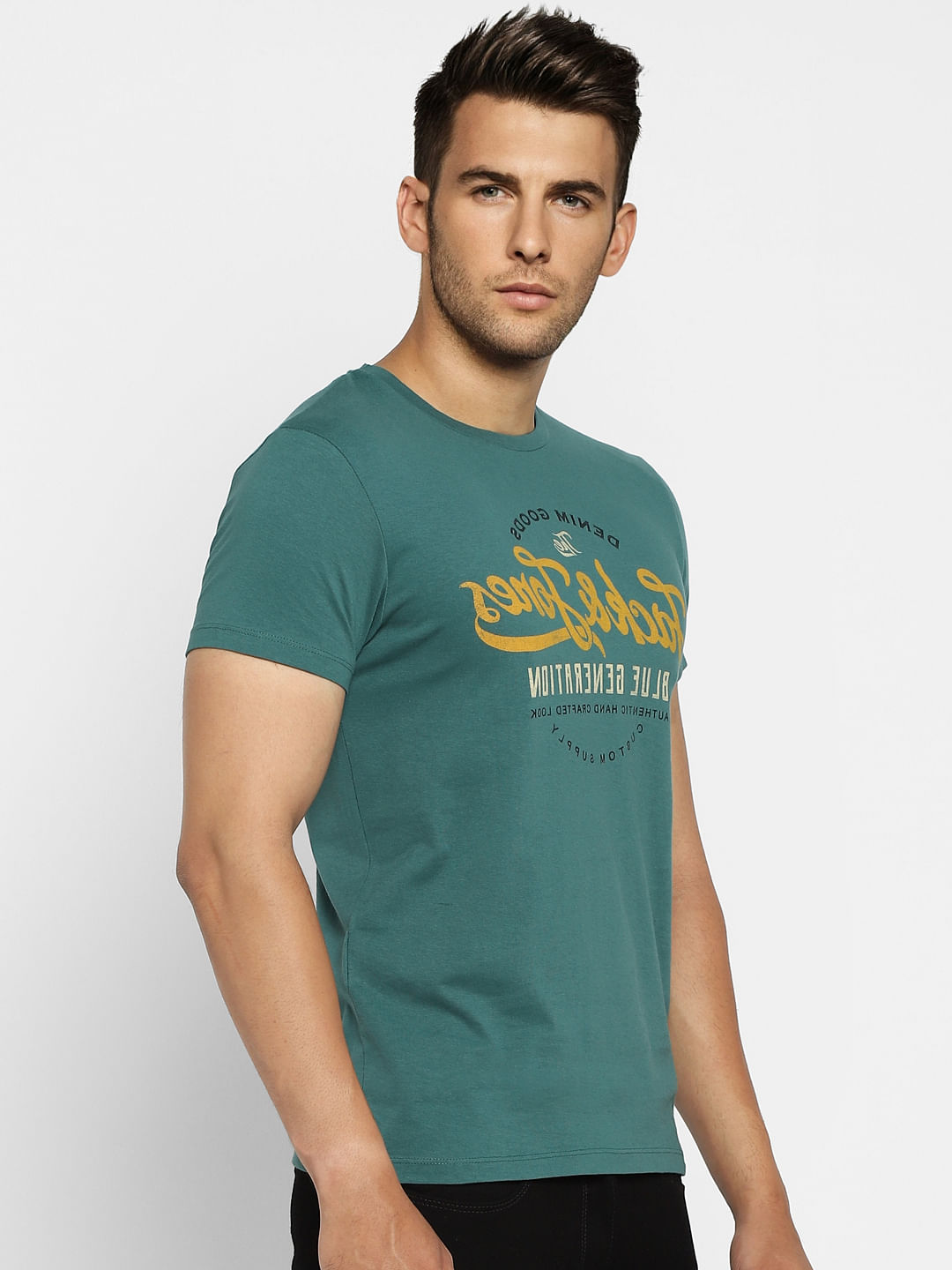 Green Logo Print Crew Neck T-shirt