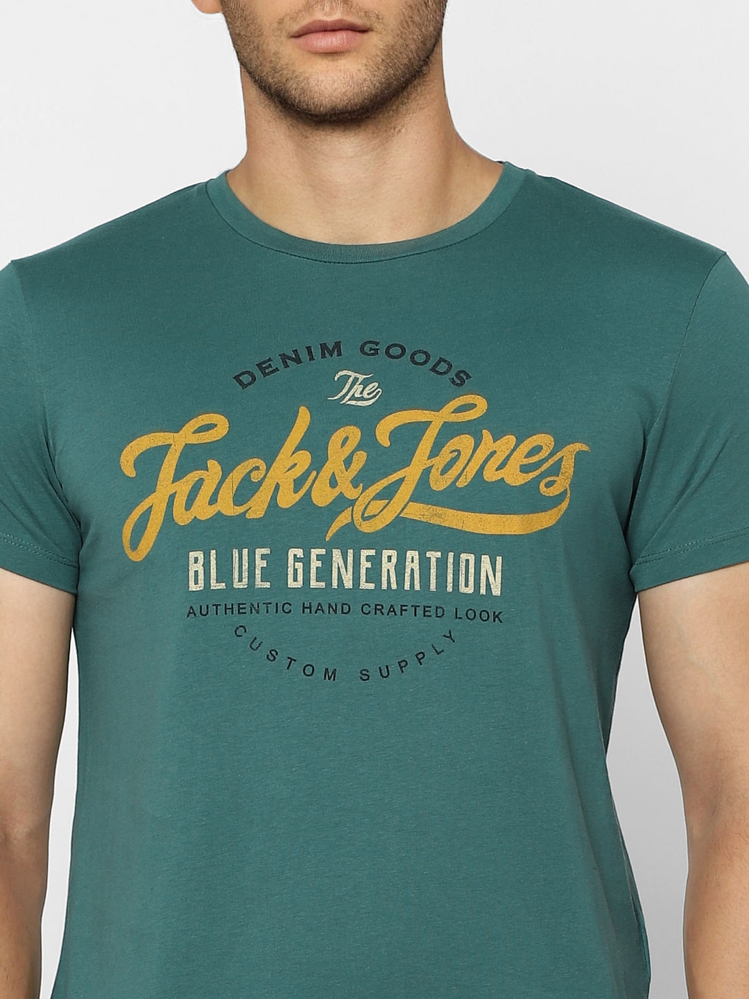 Green Logo Print Crew Neck T-shirt