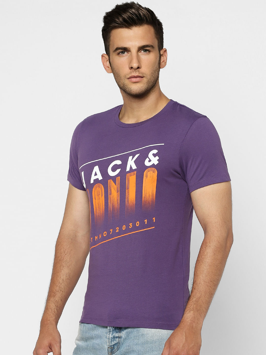 Purple Graphic Print Crew Neck T-shirt