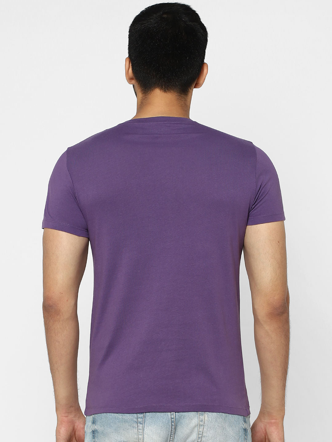 Purple Graphic Print Crew Neck T-shirt