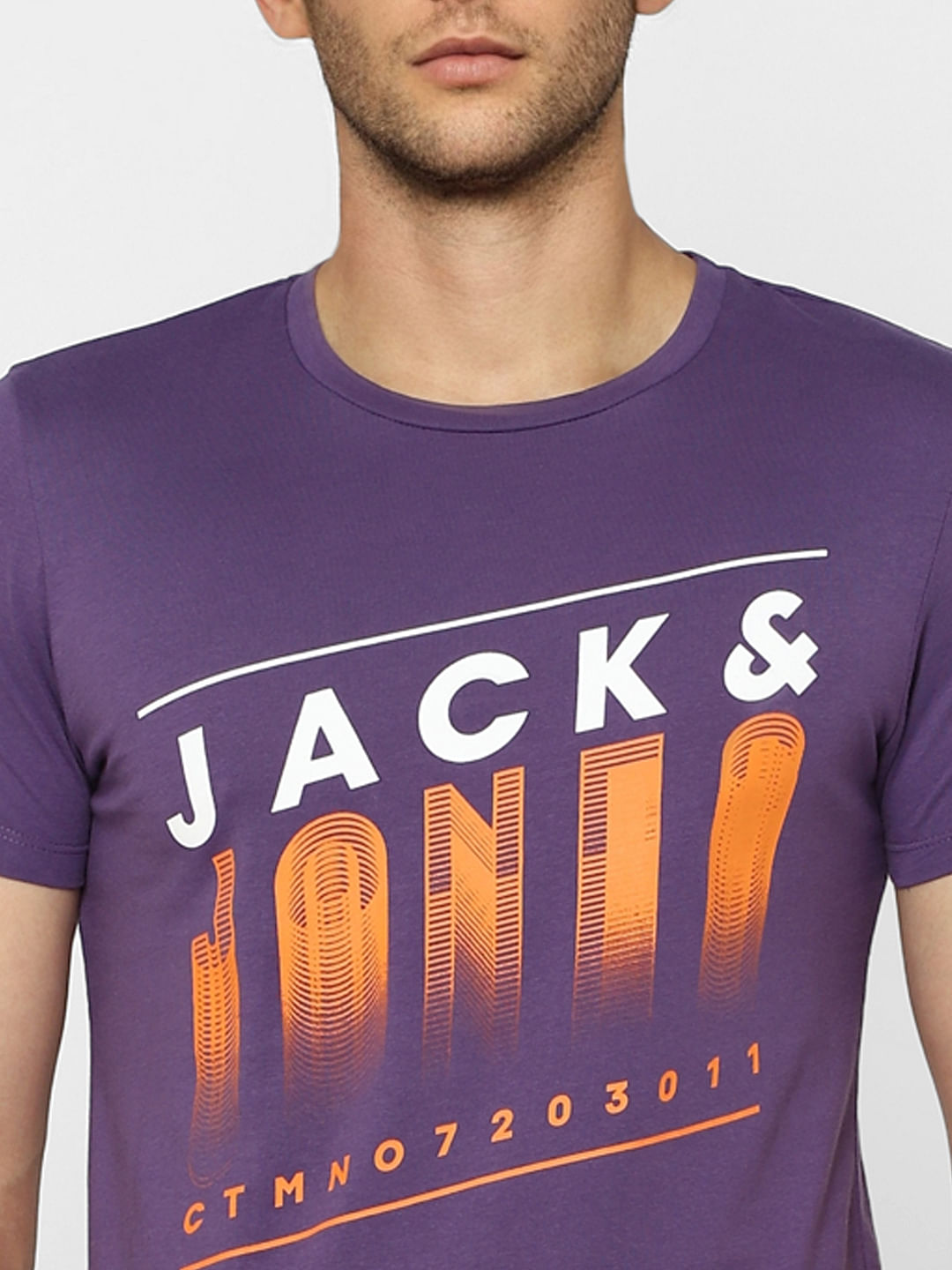 Purple Graphic Print Crew Neck T-shirt