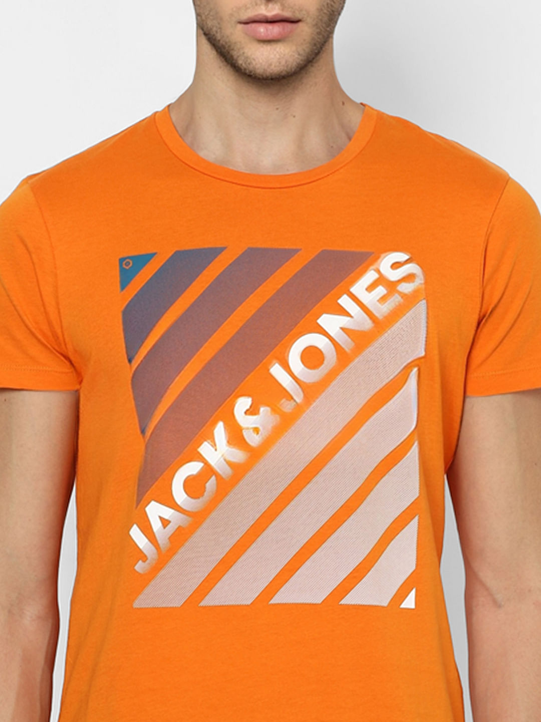 Orange Graphic Print Crew Neck T-shirt