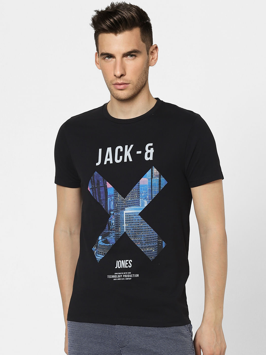 Black Graphic Print Crew Neck T-shirt